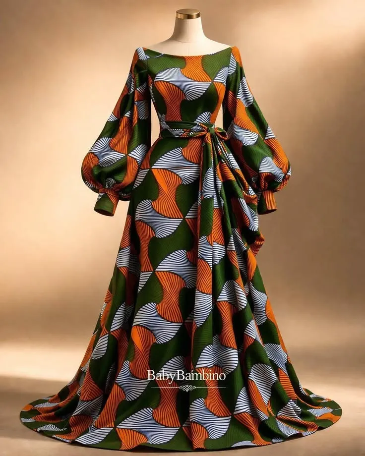 Robe en wax — Kaki doré