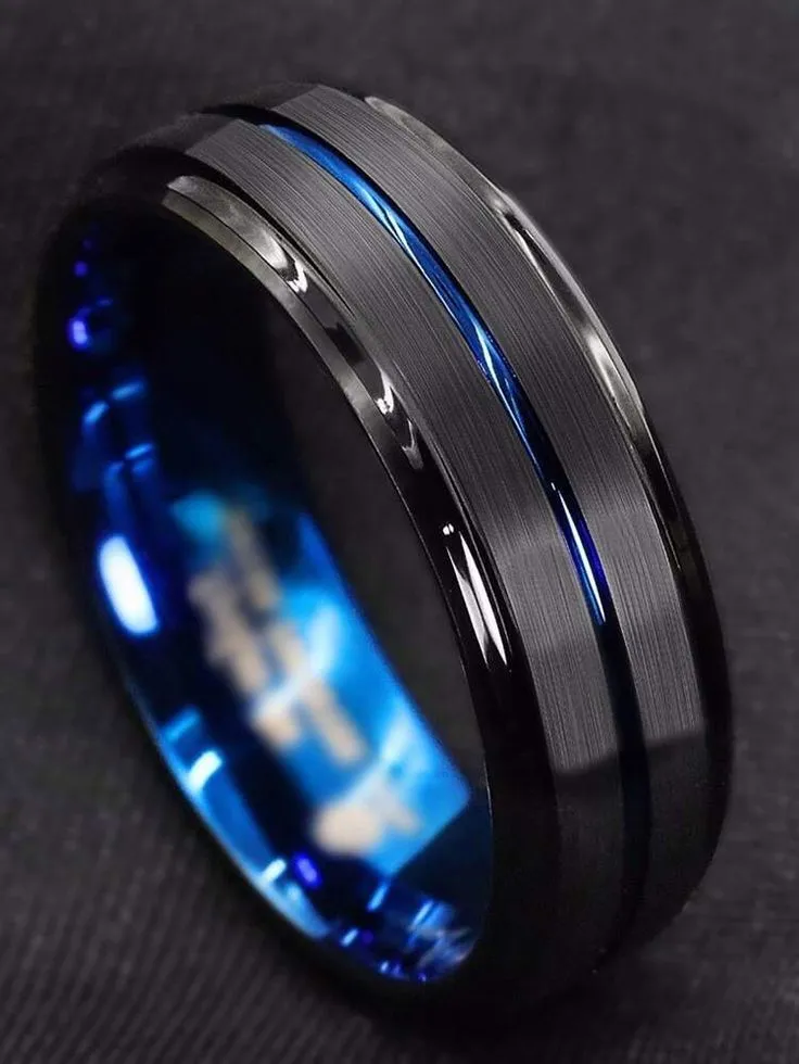 Bague acier — Marine profond n°2